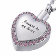 RVS ashanger hart Always in my heart roze steentjes