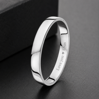 Vlakke zilveren bangle van 10 mm met gravure