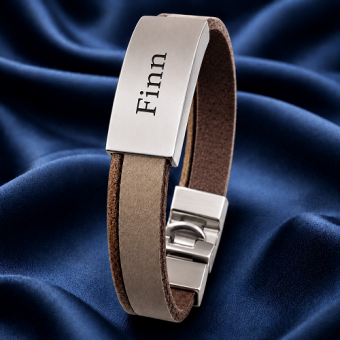 Beige bruin leren as armband met schuif