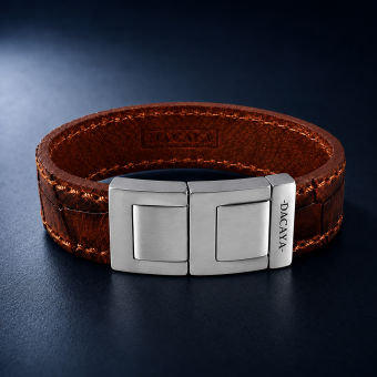 Dacaya armband Maxtor Croco cognac bruin