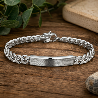 Edelstalen armband met lasergegraveerde vingerafdruk