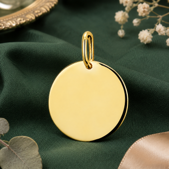 Ronde 14K gouden hanger 13,5 mm met persoonlijke gravure