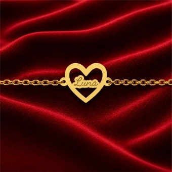 Gouden armband met hartje en gravure