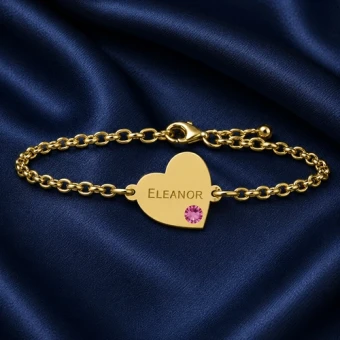 Gouden armband met hartje en geboortesteen