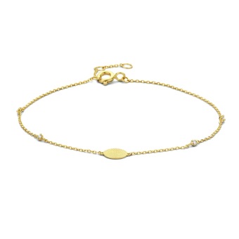 Gouden armband met vingerafdruk op rond bedeltje