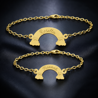 Gouden regenboog armbandjes met gravure