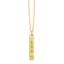Gouden Bar naamketting met gravure en klavertje Names4Ever