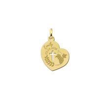 Gouden communie hanger hart met naam en datum – persoonlijk communie cadeau