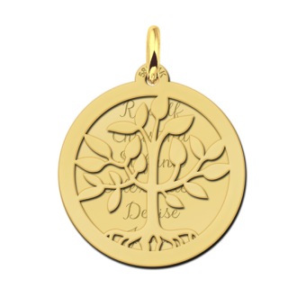 gouden familiehanger stamboom met twee schijven
