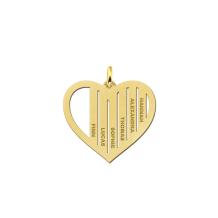 Gouden familiehanger hart met namen