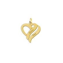 Ketting hanger hartvorm goud met twee namen