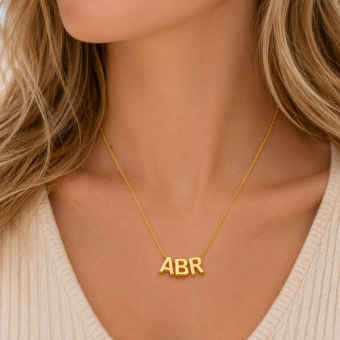 Minioro 14 karaats gouden ketting met 3 initialen of symbolen