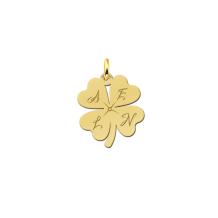 gouden klaverhanger met initialen