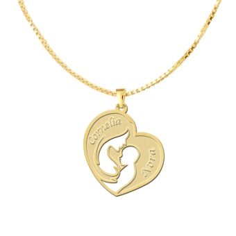 Gouden moeder en kind hanger met namen graveren
