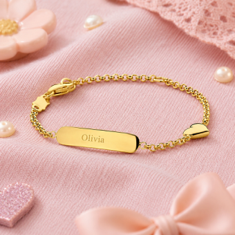 14 karaats gouden kinderarmband met graveerplaatje