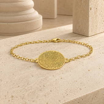 14k geelgouden ovale armband met vingerafdrukgravure