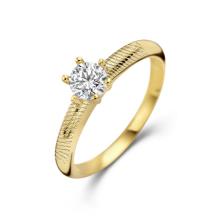 Gouden vingerafdruk ring met zirkonia