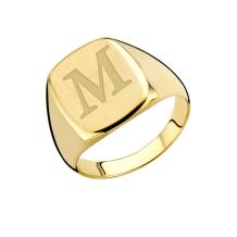 Rechthoekige Gouden zegelring met initialen
