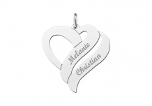 Ketting hanger zilver dubbel hart groot