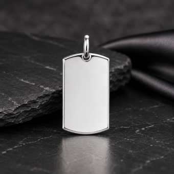 Zilverkleurige ID hanger met gravure