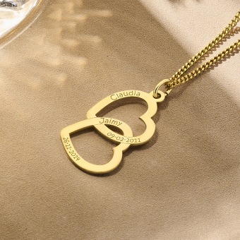 Ketting hanger goud twee harten
