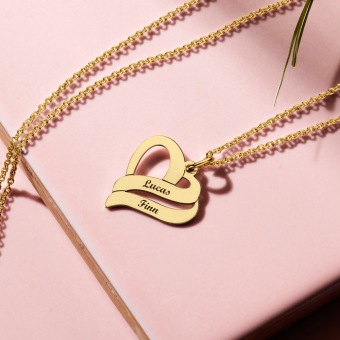 Ketting hanger hartvorm goud met twee namen