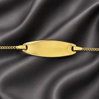 14 karaat geelgouden ovaal baby armbandje met naam