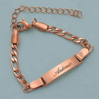 Roségoudkleurig stalen kinderarmbandje met naamgravure