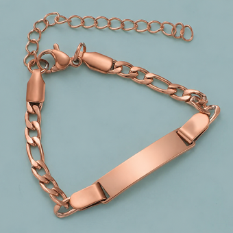 Roségoudkleurig stalen kinderarmbandje met naamgravure