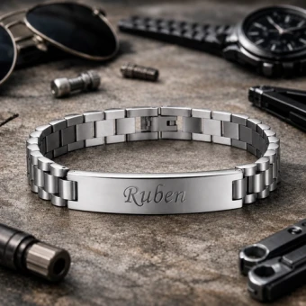 RVS armband met plaat en gravure