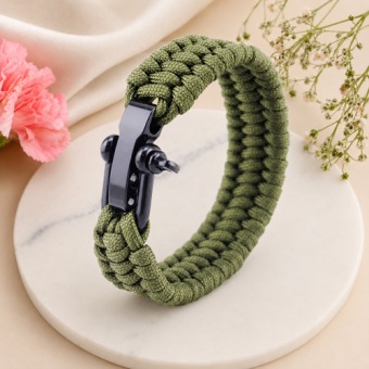 Storm Bracelets army groene nylon armband met gravure