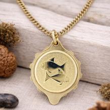 Talisman SOS hanger met Sterrenbeeld Vissen verguld RVS
