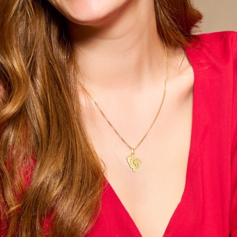Verguld 925 Sterling zilveren mama sieraad met baby voetjes