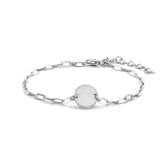 Zilveren armband met rondbedeltje met afdruk