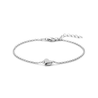 Zilveren armband met vingerafdruk in hartje