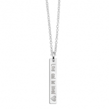 Zilveren Bar naamketting met gravure en hart Names4Ever