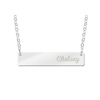 Zilveren Bar naamketting large Names4Ever