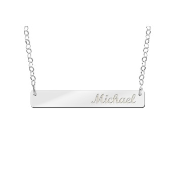 Zilveren Bar naamketting Medium Names4Ever