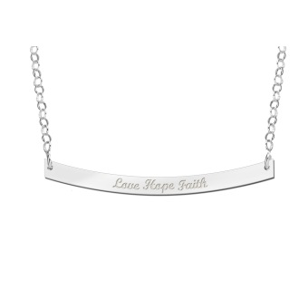 Zilveren Bar naamketting Rond Names4Ever