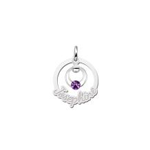 Zilveren naamketting hanger met zirkonia steen