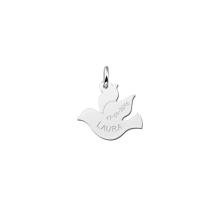 Zilveren Duif Hanger met Naam en Datum – Communie Cadeau
