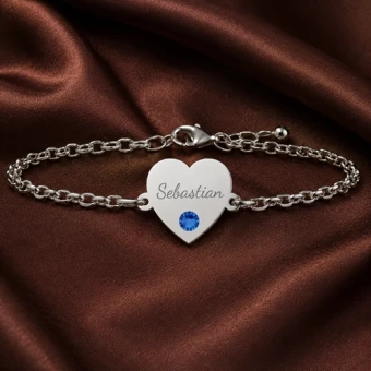 Zilveren hart armband met gravure