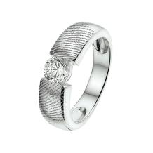 Zilveren vingerafdruk ring met zirkonia