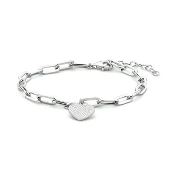 Zilveren verstelbare paperclip armband met ronde bedel