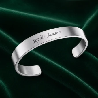Zilverkleurige RVS armband met gravure