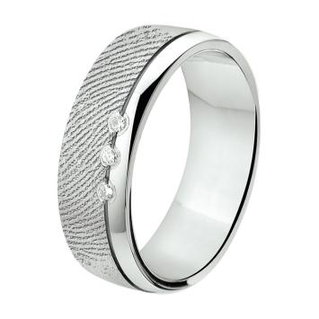 Vingerafdruk ring zilver met 3 stenen