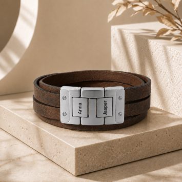 20mm bruine Dacaya cross roads armband met vingerafdruk