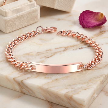 7mm Rosé stalen armband met plaat