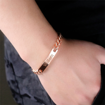7mm Rosé stalen armband met plaat