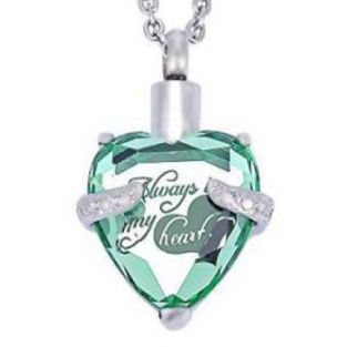 RVS ashanger hart steen mintgroen always in my heart